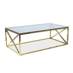 Konferenční stolek: SIGNAL ELISE A SIGNAL - stoly: sklo tvrdené/ kov zlatý