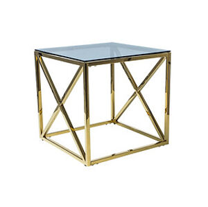 Konferenční stolek: SIGNAL ELISE B SIGNAL - stoly: sklo tvrdené/ kov zlatý