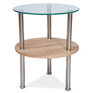 Konferenční stolek: SIGNAL IVET SIGNAL - stoly: sklo tvrdené/ dub sonoma/ chróm