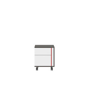BRW Kontejner na kolečkách: GRAPHIC-KTN2SL / B Farba: sivý wolfram/biely/červený