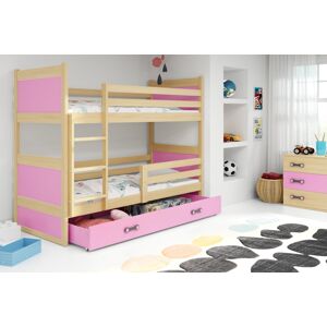BMS Dětská patrová postel RICO | borovice 90 x 200 cm Barva: Růžová