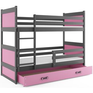 BMS Dětská patrová postel RICO | šedá 80 x 160 cm Barva: Růžová