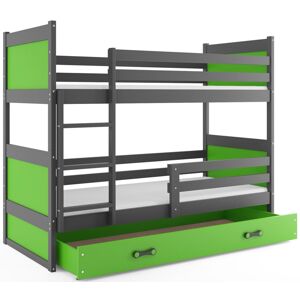 BMS Dětská patrová postel RICO | šedá 80 x 190 cm Barva: Zelená