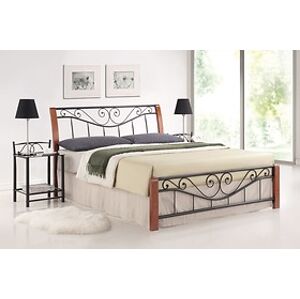 Kovová postel: SIGNAL PARMA s roštem 140 x 200 SIGNAL - spálňový nábytok: kov - čierny/dr. čerešňa antická