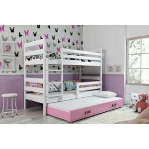 BMS Dětská patrová postel s přistýlkou Eryk 3 | bílá Barva: bílá / růžová, Rozměr: 160 x 80 cm