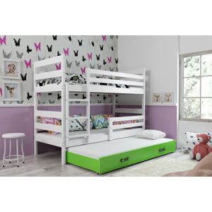 BMS Dětská patrová postel s přistýlkou Eryk 3 | bílá Barva: bílá / zelená, Rozměr: 160 x 80 cm