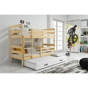 BMS Dětská patrová postel s přistýlkou Eryk 3 | borovice Barva: Borovice / bílá, Rozměr: 200 x 90 cm