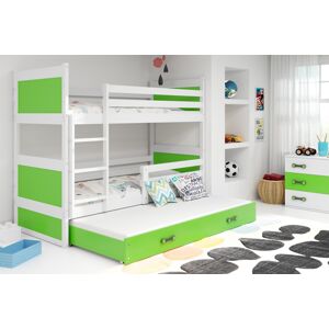 BMS Dětská patrová postel s přistýlkou RICO 3 | bílá 80 x 160 cm Barva: bílá/zelená