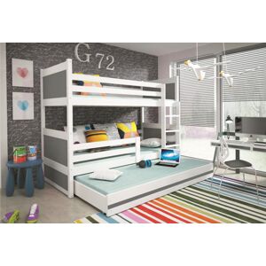 BMS Dětská patrová postel s přistýlkou RICO 3 | bílá 80 x 160 cm Barva: bílá / šedá