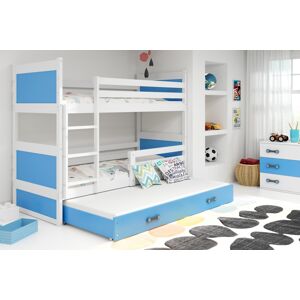 BMS Dětská patrová postel s přistýlkou RICO 3 | bílá 80 x 190 cm Barva: Modrá