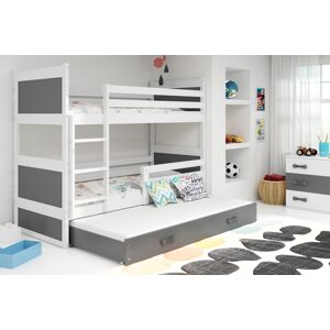 BMS Dětská patrová postel s přistýlkou RICO 3 | bílá 80 x 190 cm Barva: Šedá