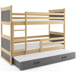 BMS Dětská patrová postel s přistýlkou RICO 3 | borovice 80 x 160 cm Barva: Šedá