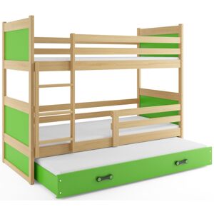 BMS Dětská patrová postel s přistýlkou RICO 3 | borovice 80 x 160 cm Barva: Zelená