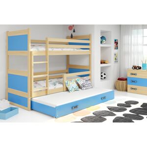 BMS Dětská patrová postel s přistýlkou RICO 3| borovice 80 x 190 cm Barva: Modrá