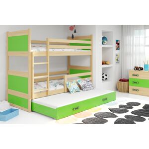 BMS Dětská patrová postel s přistýlkou RICO 3| borovice 80 x 190 cm Barva: Zelená