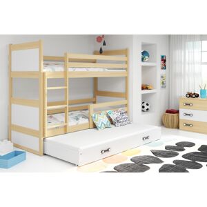BMS Dětská patrová postel s přistýlkou RICO 3 | borovice 90 x 200 cm Barva: Bílá