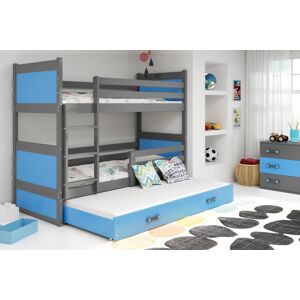 BMS Dětská patrová postel s přistýlkou RICO 3 | šedá 80 x 190 cm Barva: Modrá