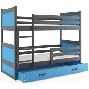 BMS Dětská patrová postel s přistýlkou RICO 3 | šedá 90 x 200 cm Barva: Modrá