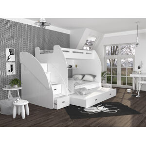 ArtAJ Dětská patrová postel s přistýlkou zúžit 3 Barva Zuzia: bílá/bílá
