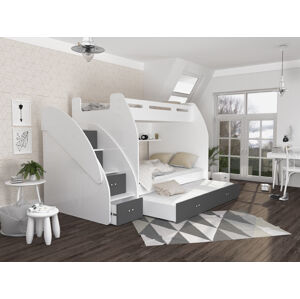 ArtAJ Dětská patrová postel s přistýlkou zúžit 3 Farba Zuzia: biela/sivá