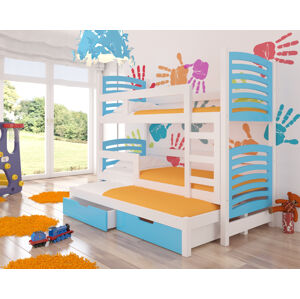 ArtAdrk Dětská patrová postel s přistýlkou SORIA Barva: bílá / modrá