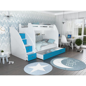 ArtAJ Dětská patrová postel zúžit Barva Zuzia: bílá/modrá