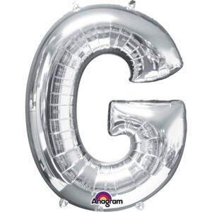 Písmeno G stříbrný foliový balónek 81 cm x 63 cm - Amscan