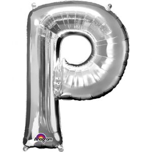 Písmena P stříbrné foliové balónky 81 cm x 60 cm - Amscan
