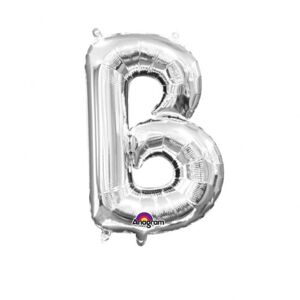 Písmeno B stříbrný foliový balónek 33 cm x 22 cm - Amscan
