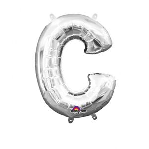 Písmeno C stříbrný foliový balónek 33 cm x 22 cm - Amscan
