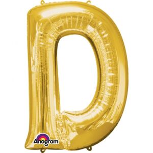 Písmeno D zlatý foliový balónek 33 cm x 22 cm - Amscan