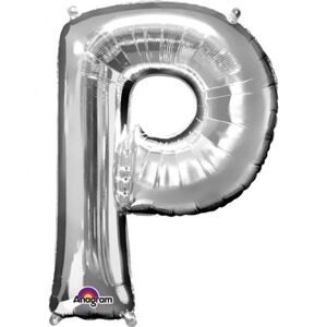 Písmena P stříbrné foliové balónky 22cm x 33cm - Amscan