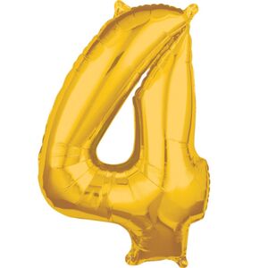 balónek fóliový narozeniny číslo 4 zlatý 66cm - Amscan