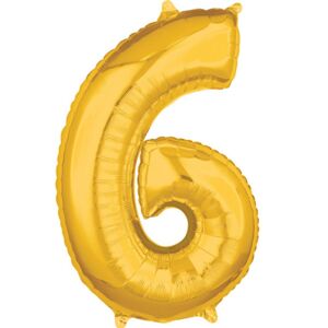 balónek fóliový narozeniny číslo 6 zlaté 66cm - Amscan