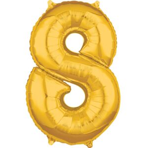 balónek fóliový narozeniny číslo 8 zlaté 66cm - Amscan