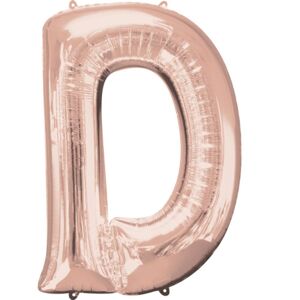Písmeno D růžovo-zlaté foliový balónek 83 cm - Amscan