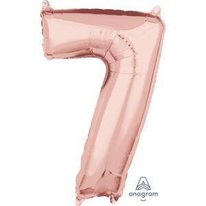 balónek fóliový narozeniny číslo 7 růžovo-zlaté 66cm - Amscan