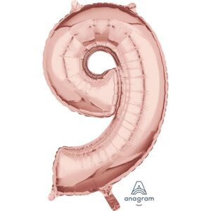 balónek fóliový narozeniny číslo 9 růžovo-zlaté 66cm - Amscan
