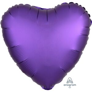 Balónek srdce foliové satén fialové - Amscan