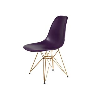 King Home Krzesło DSR GOLD fioletowy purpura.39 - podstawa metalowe złota