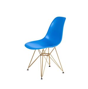 King Home Krzesło DSR GOLD niebieski.11 - podstawa metalowe zlota