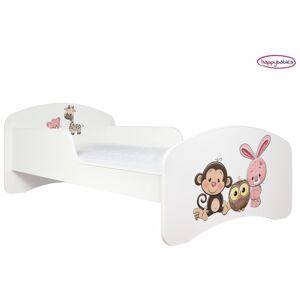 Happy Babies Dětská postel ANIMALS bílá 160x80 cm Farba: Biela / biela, Prevedenie: L03 / 80 x 160 cm / bez úložného priestoru, Obrázok: AM05