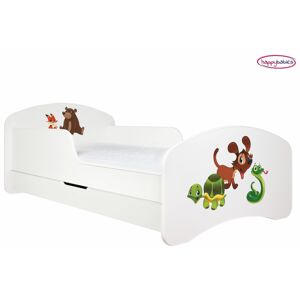 Happy Babies Dětská postel ANIMALS bílá 160x80 cm Farba: Biela / biela, Prevedenie: L04 / 80 x 160 cm /S úložným priestorom, Obrázok: AM10