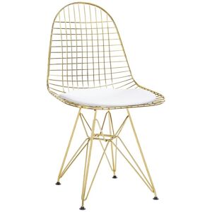 King Home Krzesło DSR NET GOLD Złote - biała poduszka, metal