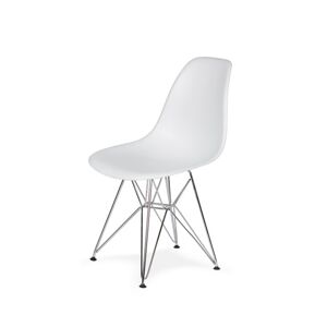 King Home Krzesło DSR SILVER białe.01 - podstawa metalowe chromowana