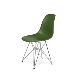 King Home Krzesło DSR SILVER butelkowa zieleń.27 - podstawa metalowe chromowana
