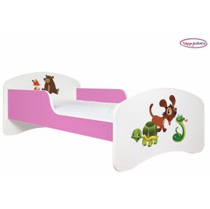 Happy Babies Dětská postel ANIMALS růžová 160x80 cm Farba: Ružová / Biela, Prevedenie: L03 / 80 x 160 cm / bez úložného priestoru, Obrázok: AM10