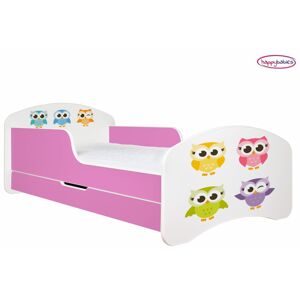 Happy Babies Dětská postel ANIMALS růžová 160x80 cm Farba: Ružová / Biela, Prevedenie: L04 / 80 x 160 cm /S úložným priestorom, Obrázok: AM02