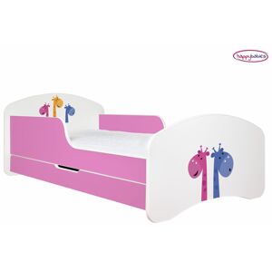 Happy Babies Dětská postel ANIMALS růžová 160x80 cm Farba: Ružová / Biela, Prevedenie: L04 / 80 x 160 cm /S úložným priestorom, Obrázok: AM06
