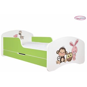 Happy Babies Dětská postel ANIMALS zelená 160x80 cm Farba: Zelená / Biela, Prevedenie: L04 / 80 x 160 cm /S úložným priestorom, Obrázok: AM05